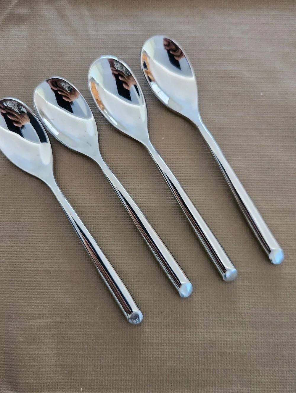 Stainless Steel Long Handle Teaspoons - Polished Silver (Set of 4)